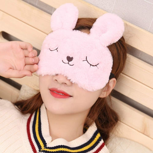 4 Pack Soft Plush Cute Animal Rabbit Sleeping Eye Mask Blindfold Sleep Masks for Kids Girls Women Home Traveling
