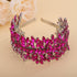 Sither Bridal Crystal Headband, Large Silver Hair Accessories for Wedding Party & Prom Gift (purple red)