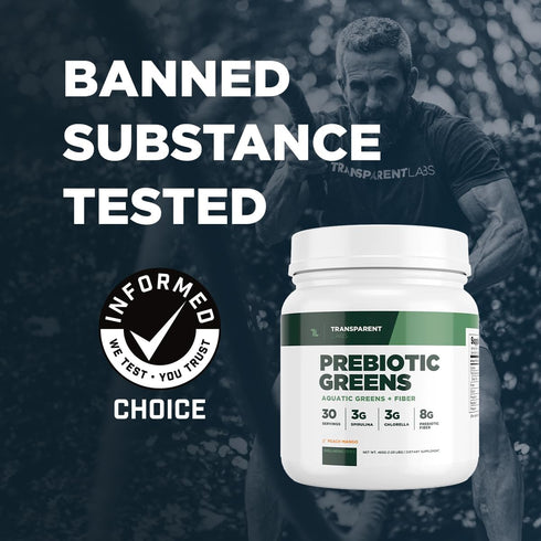 Transparent Labs Prebiotic Greens Superfood Powder & Antioxidants Supplement with Organic Spirulina, Chlorella, Acacia