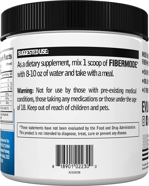 Evlution Nutrition FiberMode - Fiber + Probiotic Powder for Digestive Health, 30 Servings, Gluten Free & Vegan