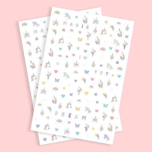 xo, Fetti Kids Unicorn Nail Stickers - 524 Decals for Birthday Girl Party Favors, DIY Home Activity, Cute Nail Transfer