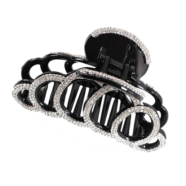 Large Rhinestones Jaw Clips, Strong Hair Claw Clips for Women, Hair Accessories in Black and White