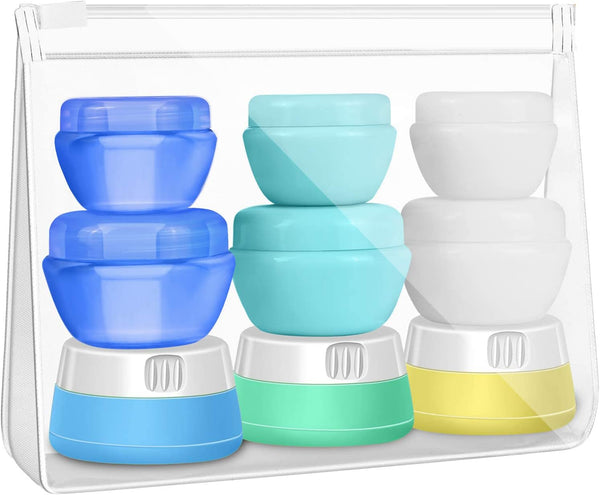 Selizo Travel Bottles Containers Silicone and Plastic with TSA Approved Toiletry Case