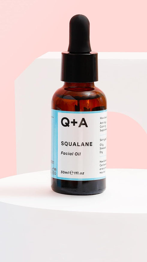 Q+A Squalane Facial Oil, Super Hydrating Vegan Oil Derived from Olive Oil, 30ml/1fl.oz