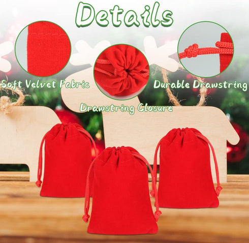 Shintop 10 Pack Velvet Drawstring Bags for Christmas Wedding Gift Bags, Velvet Cloth Jewelry Pouches (2.75” x 3.54”,
