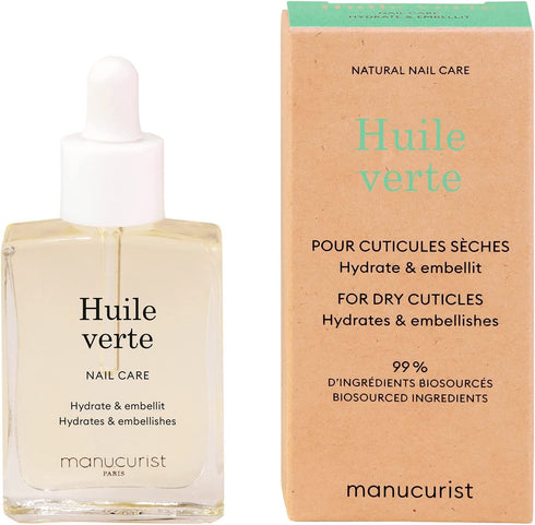 Manucurist Green Oil Nail Care - Nail & Cuticle Oil - Nourishes and Regenerates Nails and Cuticles - Promotes Growth - Blend of 6 Oils - 99% Bio-Sourced - Nail Care - 0.5 fl oz Bottle