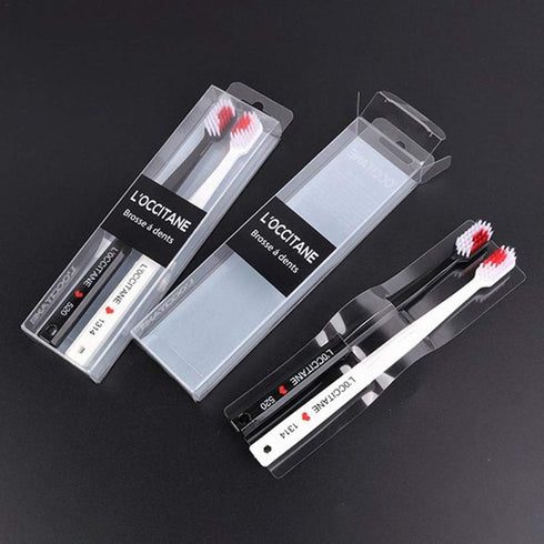 2Pcs Black and White Heart Shaped Toothbrushes, Eco-Friendly Nano Manual Dental Care Brushes, One Size