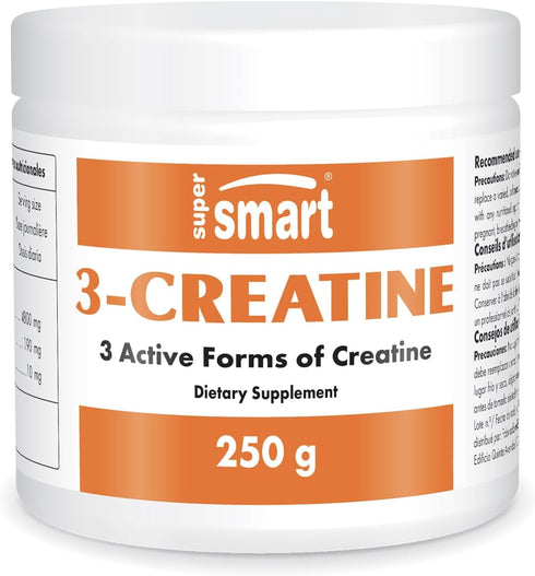 Supersmart 3-Creatine Powder, High Strength Creatine Complex for Sport Performance & Recovery, 250 g