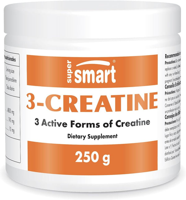 Supersmart 3-Creatine Powder, High Strength Creatine Complex for Sport Performance & Recovery, 250 g