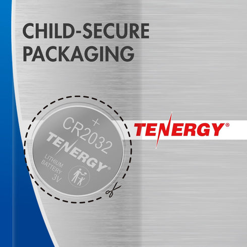 Tenergy 3V CR2032 Batteries, Lithium Button Coin Cell 2032 Battery, Compatible with AirTags, Key FOBs (5 Pack)