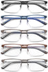 EYECEDAR Blue Light Blocking Reading Glasses for Men, 5 Pack, Metal Half Frame, Spring Hinges, Readers 2.00