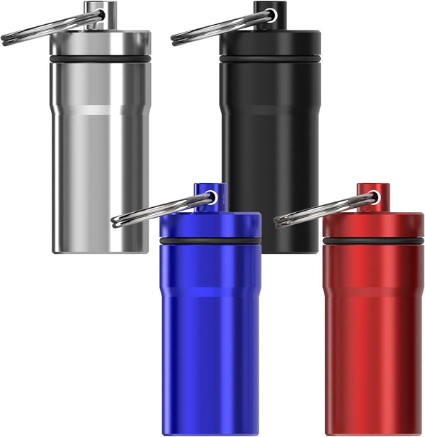 4 Pack Portable Ear Plug Carrying Case with Keychain, Waterproof Metal Ear Bud Holder