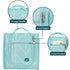 PAVILIA Toiletry Bag - Travel Bag for Women Men, Hanging Cosmetic Organizer, Water Resistant Makeup Bag, Teal Chevron