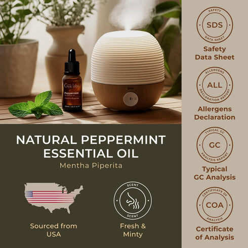 Gya Labs Peppermint Oil for Diffuser & Aromatherapy - 100% Natural, 1.02 Fl Oz