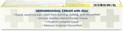 Globe Hemorrhoid Cream (2 Pack, 1.8 Ounce Tube) with Aloe for Relief from Hemorrhoids, Itching, Burning, Discomfort