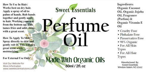 Sweet Essentials (2 oz Baby Powder - Fragrance/Perfume Oil - Made with Organic Oils - Spray on Perfume Oil - Alcohol