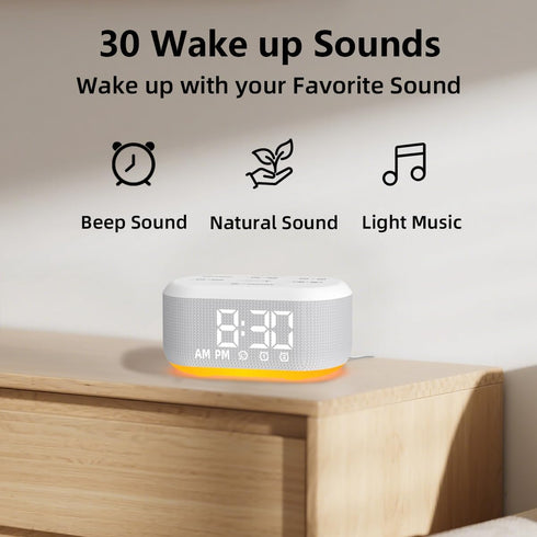 LazyNight 3 1 30 Snooze 32 in Alarm Clock Sound Machine Nightlight for Bedroom Plug in Digital Clock with Wake up