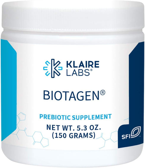Klaire Labs Biotagen Powder, Prebiotic Inulin, Beta-Glucan & Arabinogalactan for Gut Microbiota, 30 Servings