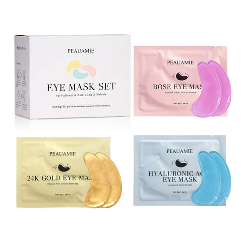 Under Eye Patches (30 Pairs), Gold Eye Mask with Hyaluronic Acid for Puffy Eyes, Dark Circles & Wrinkles Treatment