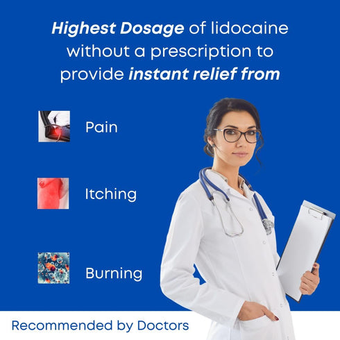 Maximum Strength Lidocaine 5% Anorectal Cream - 30 Gram Tube for Hemorrhoid Pain, Itching, Burning Relief