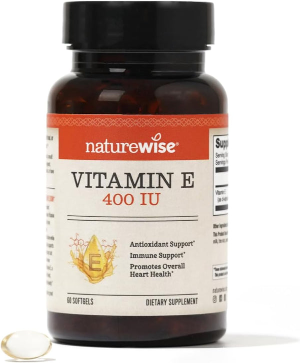 NatureWise Vitamin E 400 IU Softgels | 60 Count | Dairy Free, Gluten Free, Antioxidant-Rich Dietary Supplement