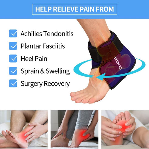 Ankle Ice Pack Wrap for Pain Relief, Foot Ice Pack for Plantar Fasciitis, Hot Cold Therapy for Achilles Tendonitis,