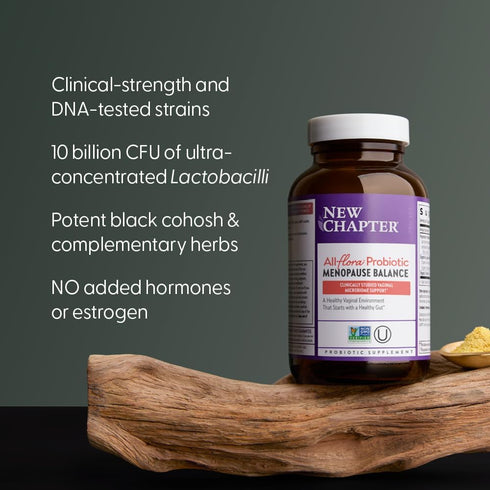 New Chapter 100% 30 All-Flora Probiotic Menopause Balance, Ultra-Concentrated Probiotics for Women with Black Cohosh