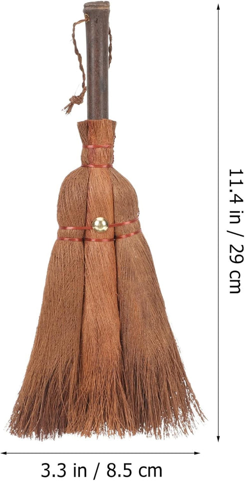 Witch Broom Mini Natural Whisk Broom, Thai Desk Cleaning Tool for Computer Keyboard & Wedding Table Decor