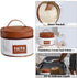 Round Makeup Bag, Compact Travel Case for Skincare & Cosmetics, Diamond Texture with Wide Handle (Brown)