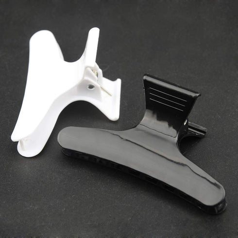 XINGYHENG 24Pcs Large Black and White Butterfly Hair Clamps Plastic Clip Hairdressing Tray Hair Positioning