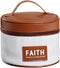 Round Makeup Bag, Compact Travel Case for Skincare & Cosmetics, Diamond Texture with Wide Handle (Brown)