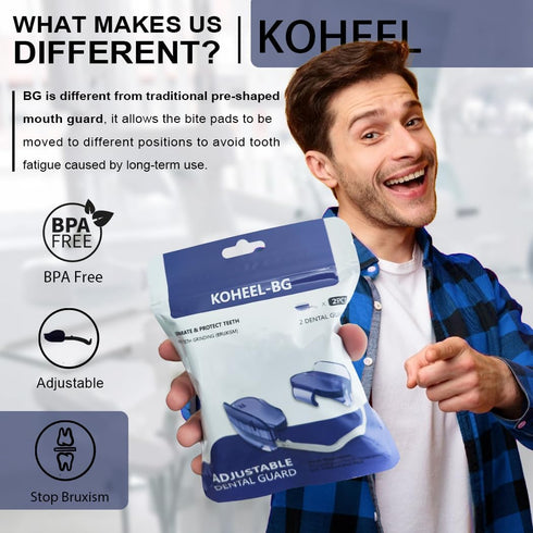 KOHEEL Mouth Guard for Teeth Grinding, Adjustable Dental Guard to Stop Bruxism, Night Guard, 2 Count, Medium