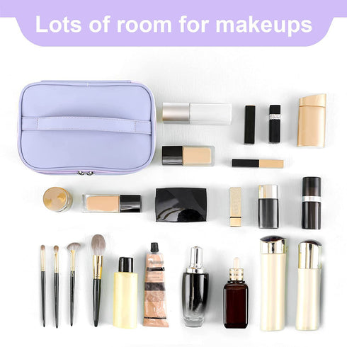 Meiyuuo Small Makeup Bag Cosmetic Organizer Waterproof Zipper Pouch for Women (Light Lavender Purple)