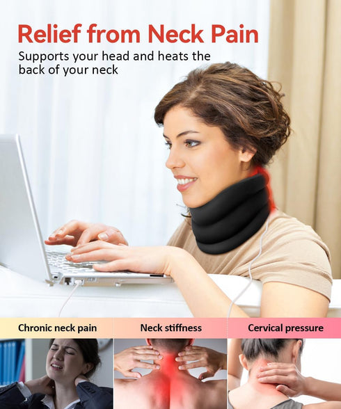 Neck Pain Relief Heated Brace with Vibration Massage Support