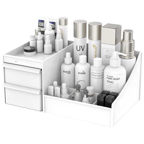 Makeup Desk Cosmetic Storage Box - Organizer with Drawers for Dressing Table, Elegant Vanity Holder for Bathroom
