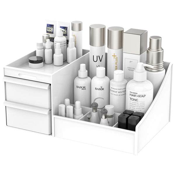 Makeup Desk Cosmetic Storage Box - Organizer with Drawers for Dressing Table, Elegant Vanity Holder for Bathroom