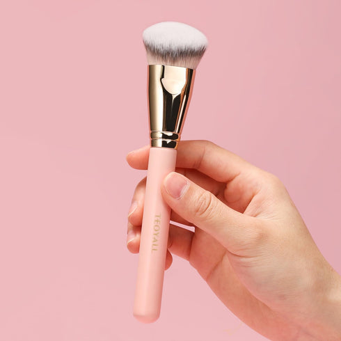 TEOYALL Flat Angled Foundation Brush, Large Kabuki Brush for Base Makeup with Dense Synthetic Bristles Liquid Cream