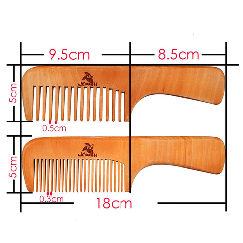 3 PCS Peach Wooden Comb Set - Wide & Narrow Tooth Combs for Women and Men (S023)