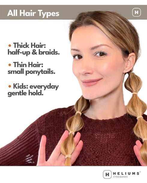 Heliums Small Hair Ties - Light Brown No Damage Mini 1 Inch Reusable Elastics for Thin Hair and Kids