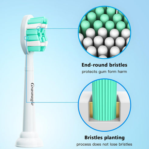 Replacement Toothbrush Heads for Philips Sonicare - Medium Softness Bristles, 10 Brush Heads Refill, White