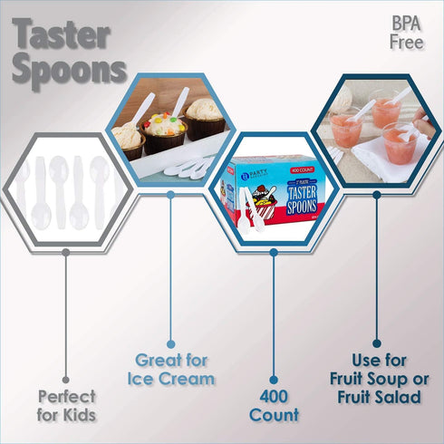 PARTY BARGAINS 3" Plastic Mini Spoons, 800 Count, Lightweight Disposable Tasting Spoons for Desserts and Appetizers