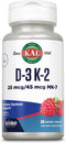 Kal 1000 IU D-3 & K2 Tablets, Raspberry, 60 Count (Pack of 1)