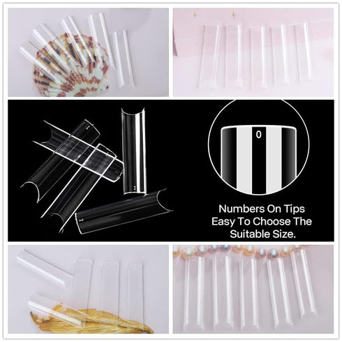 UNA GELLA Nail Tips Square XXL Tips, 120 PCS No C Curve Gel Tips, Extra Long Square Straight Nails