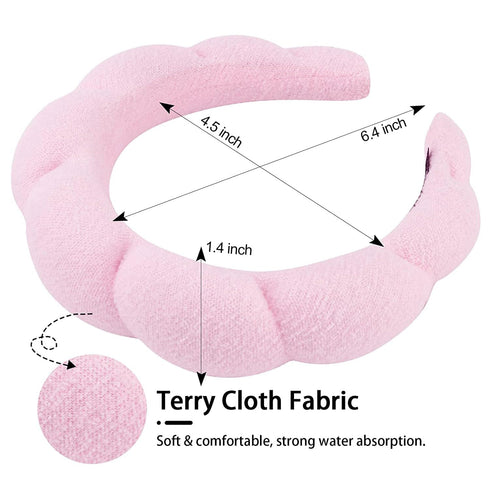 Spa Headbands for Washing Face or Facial, Makeup Headband, Skincare Headbands, Terry Cloth Headband Face Wash Headband Puffy Makeup Headbands for Face Washing, Mask, Skin Treatment