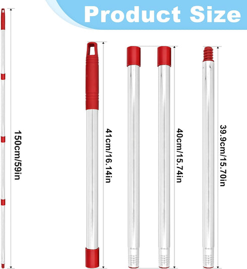 Hezane 4-Section 30-to-58 inch Mop Handle for Ocedar,Spin Mop Replacement Handle Compatible with O Cedar, American