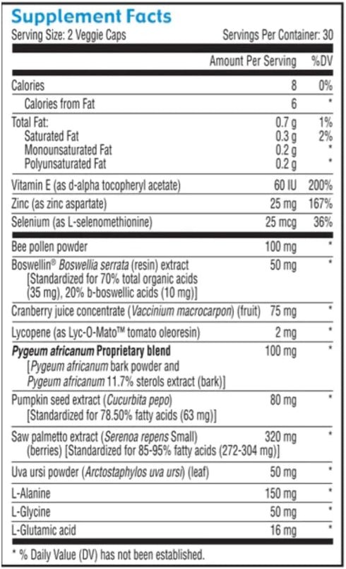 Prostate Health Supplements for Men with Pygeum, Pumpkin Seed Oil, and Saw Palmetto, 60 Veggie Caps