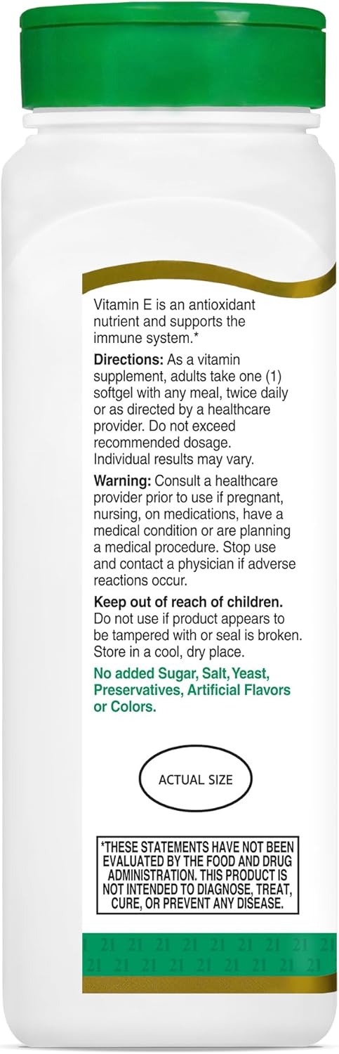 21st Century E 400 I.U. (Dl-Alpha) Softgels, 250 Count