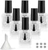 6PCS Empty Nail Polish Bottles with Funnel, Glass Rectangle with Brush & Mixing Balls (10ML, Black)