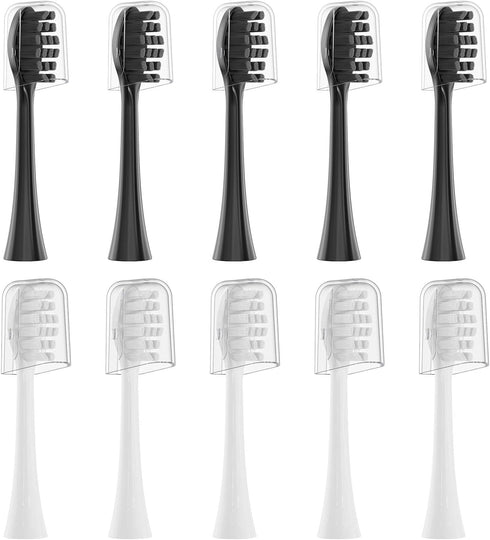 Replacement Toothbrush Heads 10 Pack Compatible with Gleem Electric Toothbrush, 5 Black + 5 White