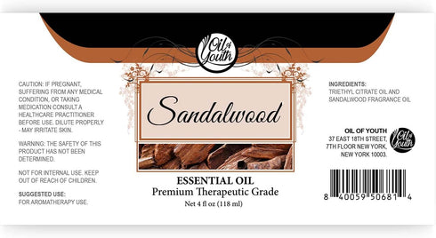 Oil of Youth Sandalwood Essential Oil - Therapeutic Grade for Aromatherapy, Diffuser, Meditation, Candle Soap Making - Dropper - 4 fl oz - Sandalwood Oil - Aromatherapy Diffuser Oil